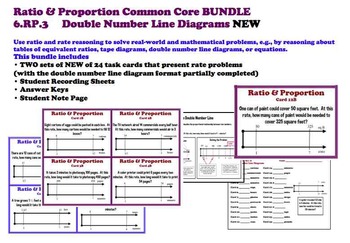 Preview of Using Double Number Line Diagrams BUNDLE TWO Ratio 6.RP.3 Task Cards