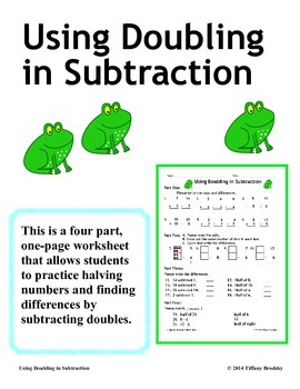 Preview of Using Doubling in Subtraction, Halving Numbers for Morning Work or Homework