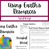 Using Earth's Resources No Prep Worksheet Packet