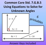 Using Equations to Solve Unknown Angles Common Core 7.G.5
