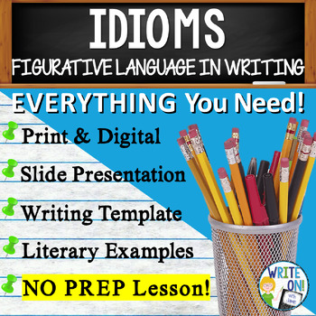 Preview of Idioms - Practice, Activities - Figurative Language - Slide Show, Worksheets