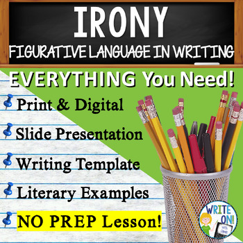Preview of Irony - Practice, Activities - Figurative Language - Slide Show, Worksheets