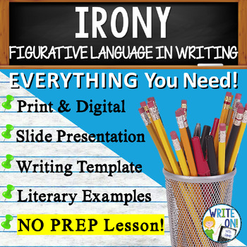 Preview of Irony - Practice, Activities - Figurative Language - Slide Show, Worksheets