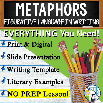Preview of Metaphors - Practice, Activities - Figurative Language - Slide Show, Worksheets