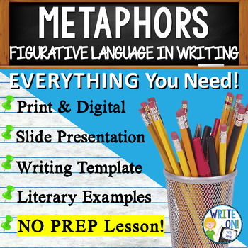 Preview of Metaphors - Practice, Activities - Figurative Language - Slide Show, Worksheets