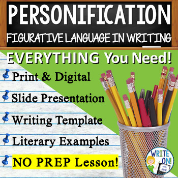 Preview of Personification Practice Activities - Figurative Language Slide Show, Worksheets