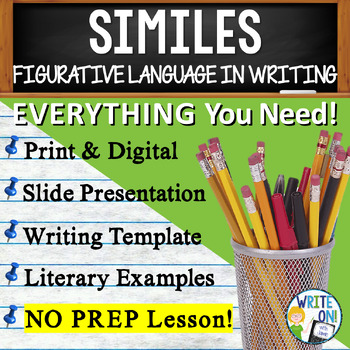 Preview of Similes - Practice, Activities - Figurative Language - Slide Show, Worksheets