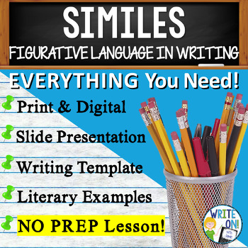 Preview of Similes - Practice, Activities - Figurative Language - Slide Show, Worksheets