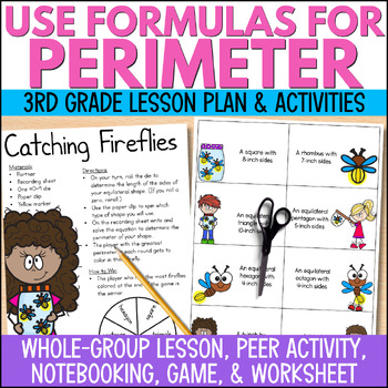 Preview of Perimeter of Polygons Anchor Chart Games Worksheet Pentagons & Hexagons Grade 3