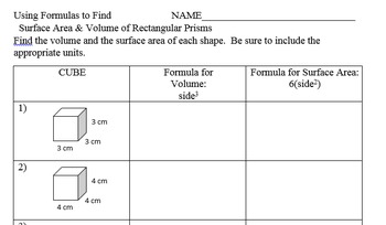 Preview of Using Formulas to Find Surface Area and Volume of Rectangular Prisms and Cubes