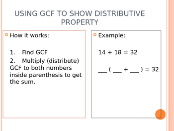 Preview of Using GCF to show distributive property GO