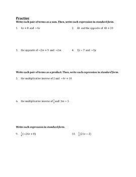 Write Equivalent Expressions Using Identity And Inverse Worksheet