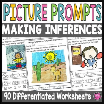 Preview of Writing Sentence Picture Writing Prompts - Kindergarten and 1st Grade Writing