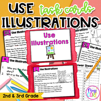 Preview of Using Illustrations to Understand Text Task Cards 2nd & 3rd Grade RL.2.7 RL.3.7