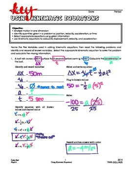 Kinematics: Using Kinematic Equations by I Heart Physics | TpT