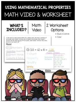 Preview of Using Mathematical Properties Math Video and Worksheet