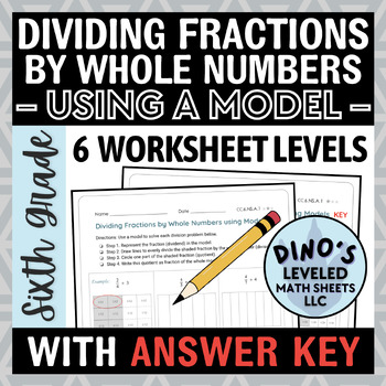 Preview of Using Models to Divide Fractions by Whole Numbers – Worksheet (6 Versions)