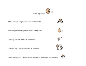 Using My Words Social Story By Miss Z S Autism Toolbox Tpt