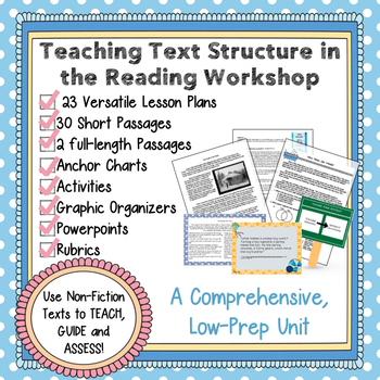 Preview of Non-Fiction Text Structure Reading Workshop Unit, Lesson Plans and  Assessments
