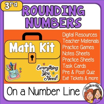 Preview of Rounding Numbers Using Number Lines 3rd - 4th Grade  Math Kit