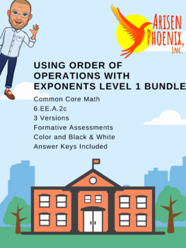 Preview of Using Order of Operations with Exponents Level 1 6eea2c 6.7A Bundle