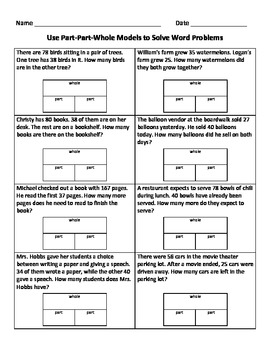 Preview of Using Part-Part-Whole Models to Solve Addition and Subtraction Word Problems