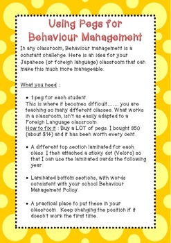 Preview of Using Pegs for Behaviour Management