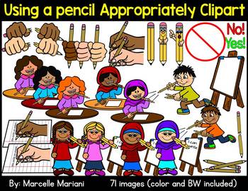 Preview of Writing Clipart- How to use a pencil safely and correctly clipart