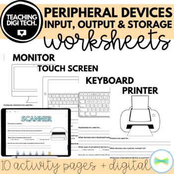 Preview of Using Peripheral Devices 10 Worksheets Input, Output and Storage + Seesaw