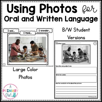 Preview of Using Photos for Oral and Written Language PowerPoint Google Slides Printables