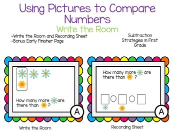 Preview of Using Pictures to Compare Numbers and Subtract-Write the Room