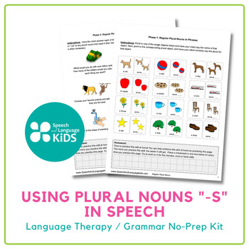 Preview of Using Plural Nouns "-s" in Speech | Language Therapy / Grammar No-Prep Kit