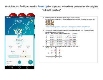 Preview of Using Pokemon Go to demonstrate division and multiplication