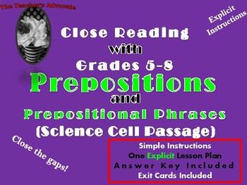 Preview of Using Prepositions and Prepositional Phrases to Understand Cells