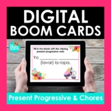 Using Present Progressive with Chores Spanish BOOM CARDS