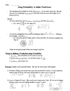 Preview of Using Probability to Make Predictions - notes and practice