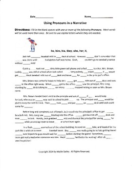 what pronouns are used in a narrative essay