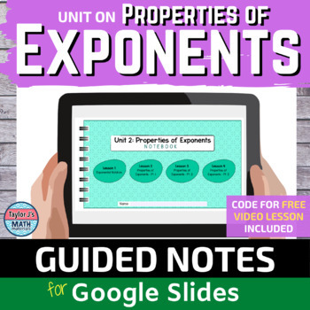 Preview of Using Properties of Exponents Digital Notebook with Video Lessons