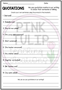 Using Quotations Worksheets - No Prep Printables | TpT