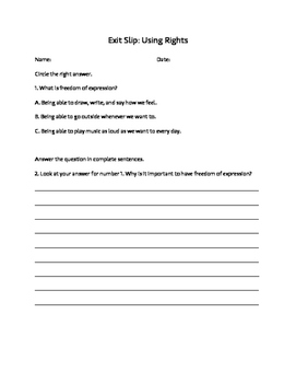 Preview of Using Rights Exit Slip