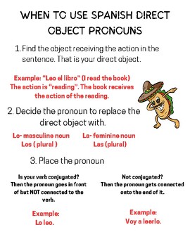 Preview of Using Spanish Direct Object Pronouns Handout
