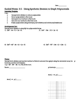 Preview of Using Synthetic Division to Graph Polynomials - Notes