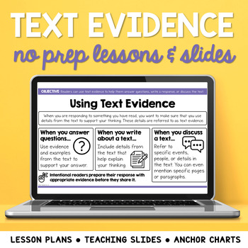 Preview of Using Text Evidence Reading Mini Lessons: Lesson Plans, Slides, & Posters