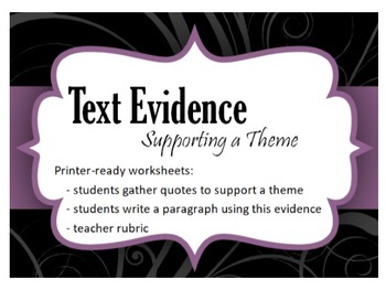 Preview of Using Text Evidence to Support a Theme Paragraph