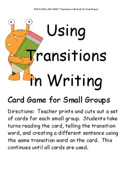 Preview of Using Transitions in Writing CARD GAME