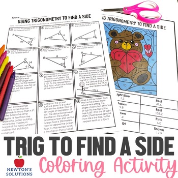 Preview of Using Trigonometry to Solve for a Side Color by Number Valentine's Day Activity