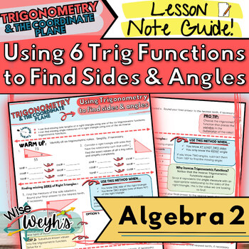 Preview of Using Trigonometry to Find Sides & Angles Note Guide (All 6 Trig Functions!)