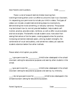 Preview of Using Video Modeling to teach SEL Skills? Here's a Parent Video Permission Form