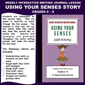 Preview of Interactive Weekly Writing Journal Lesson -Using Your Senses - CC Aligned