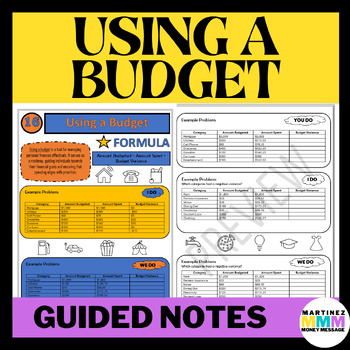 Preview of Using a Budget Financial Math Guided Notes